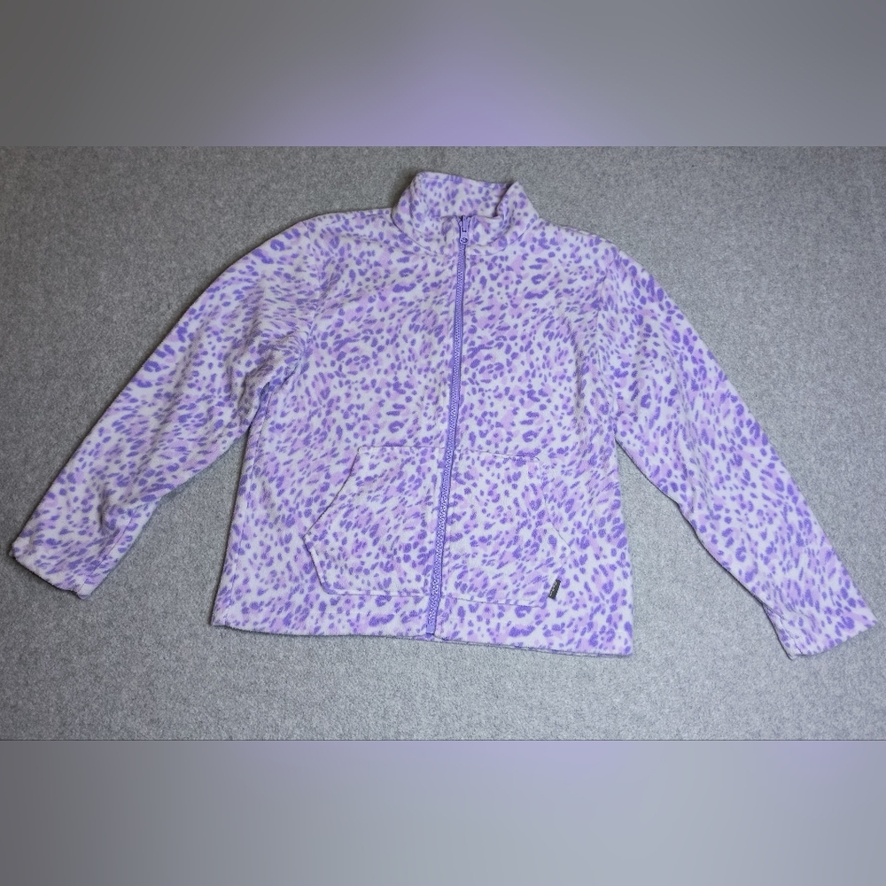 Eddie Bauer Fleece Jacket Girls M 10/12 Leopard Print Full Zip